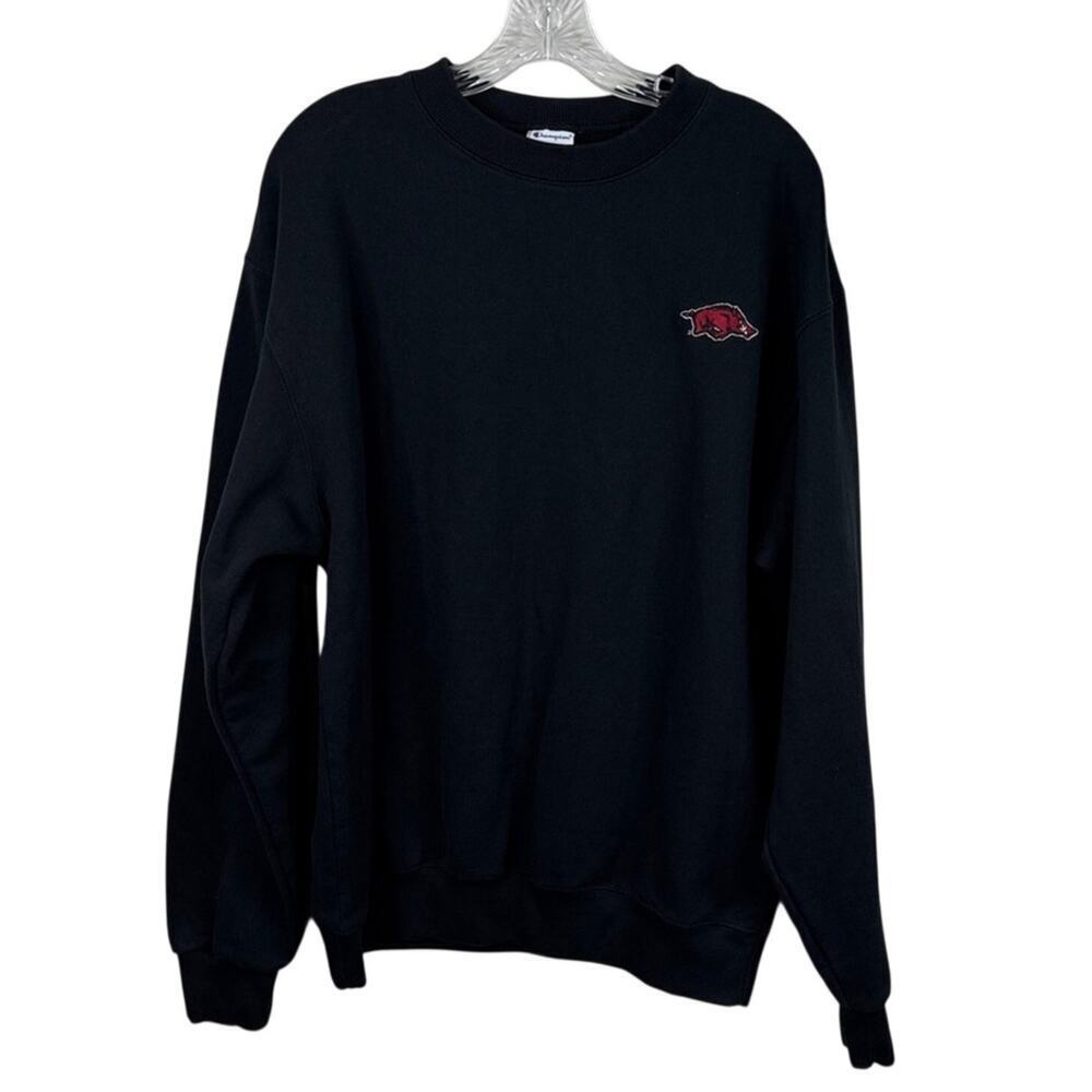 Champion Arkansas Razorbacks Sweatshirt Men's Large Black Embroidered Hogs